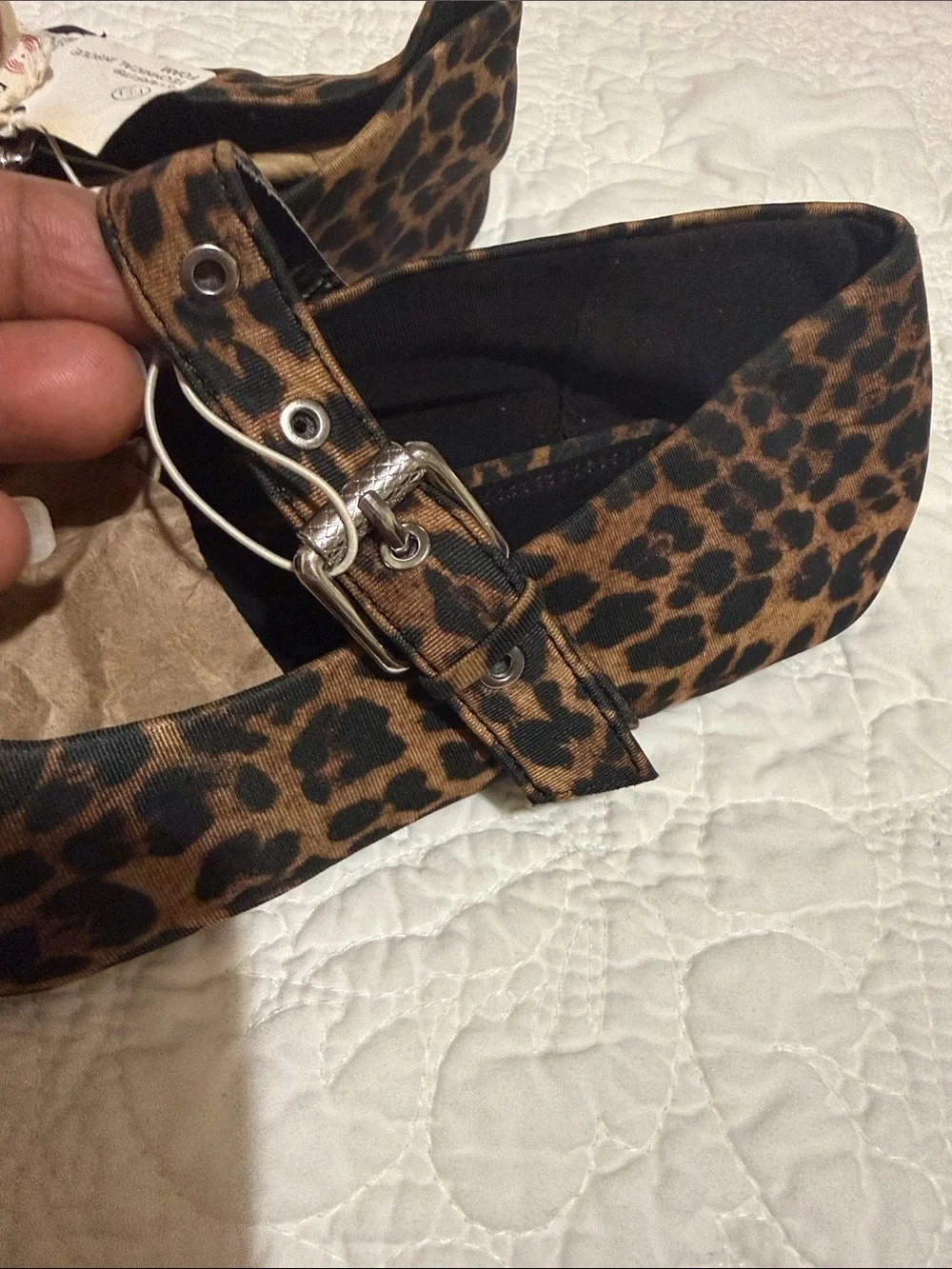 Zara Girls Leopard Print Mary Jane Flats - Brown & Black